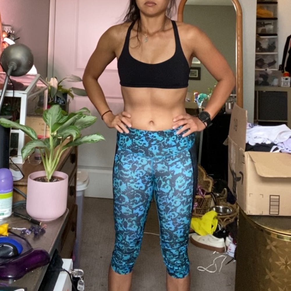 Floral turquoise lululemon crops